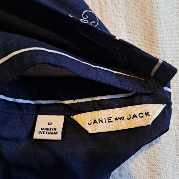 Janie and Jack girls size 12 wide leg jumpsuit, navy with heart design - Picture 6 of 8